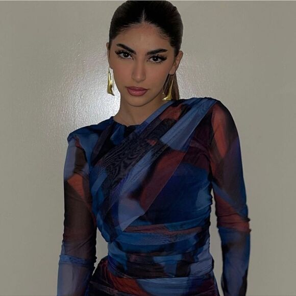 MATCHING SET PRINTED TULLE SKIRT ZARA RED AND BLUE AND WRAP TOP red - Picture 5 of 12